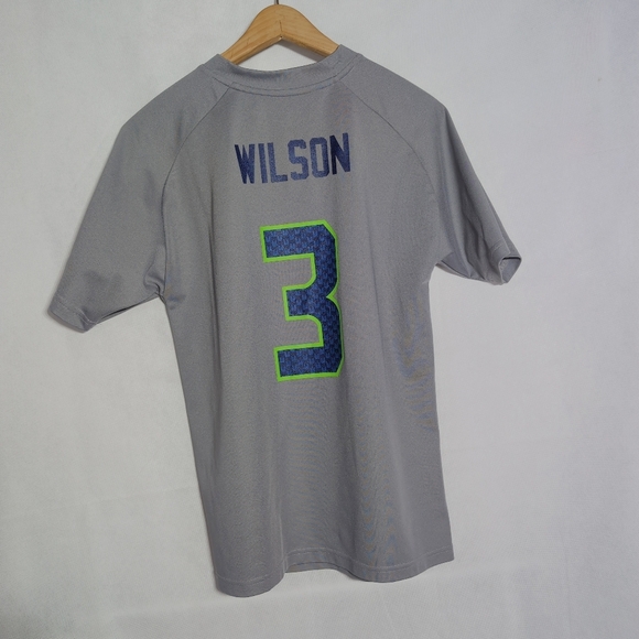 NFL Seattle Seahawks Gray Youth Jersey Sz L #3 Russell Wilson - Picture 3 of 5